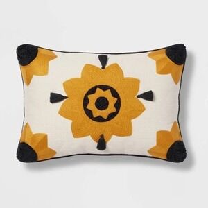 Target OpalHouse Jungalow Lumbar Pillow Embroidered Tassel Hippie Boho Gold‎ NEW